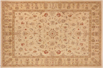 handmade Traditional Kafkaz Chobi Ziegler Beige Tan Hand Knotted RECTANGLE 100% WOOL area rug 10 x 14